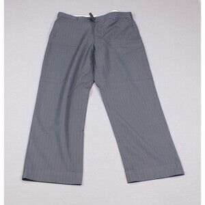 Peter England Mens Black Striped Dress Pants Flat Fronts 34" X 29"